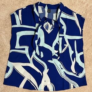 Blue sleeveless top blouse